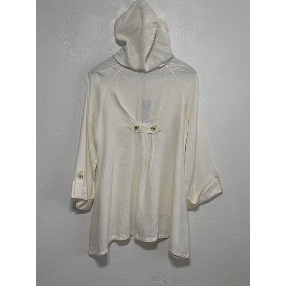 NWT For Cynthia Lagenlook Linen Hooded Shirt Jacket S Cream Luxury Minimalist - Picture 7 of 16